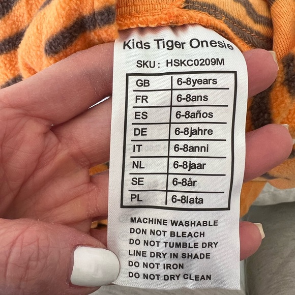 Tiger Striped Kids One Piece Costume with Hood - Picture 3 of 8